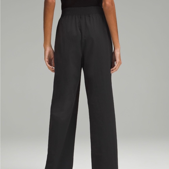 Stretch Woven Wide-Leg High-Rise Pant In Black - Picture 3 of 10